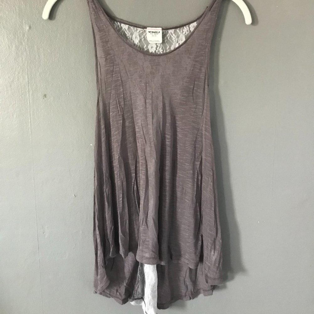 Grey Transparent Tank-Top with Lacy Back